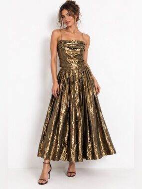 Vintage Carlisle Gold Brocade Jacket Skirt Set Size 12